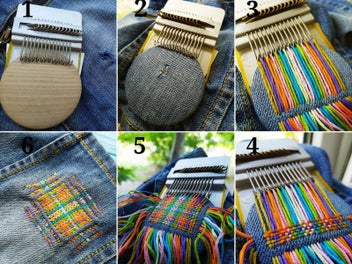 Listing 12 of 12 for Green Small Loom Speedweve Type Weave Tool Set DIY 14 Hooks Darning Machine