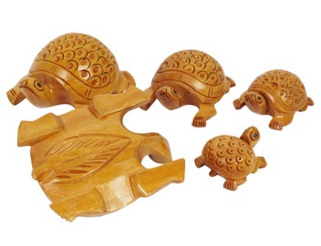 Listing 2 of 6 for IBA Indianbeautifulart Wooden Undercut Turtle Beautiful Handmade Carving Animal