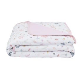 Listing 4 of 4 for Organic Muslin Pram Blanket - Botanical/Blush