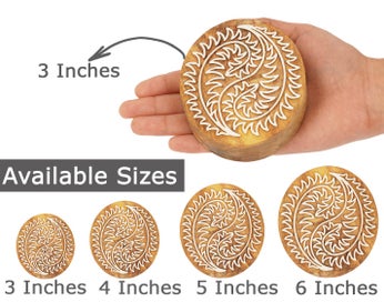 Listing 2 of 7 for IBA Indianbeautifulart Textile Printing Block Leaf Motif Hand Carved Wooden