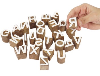 Listing 4 of 7 for IBA Indianbeautifulart Textile Printing Block Uppercase A-Z Alphabet Hand