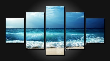 Listing 1 of 9 for ON SALE FREE SHIPPING - Large 5 Piece Canvas Art Print - Wave