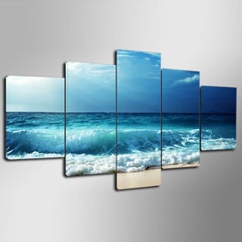 Listing 2 of 9 for ON SALE FREE SHIPPING - Large 5 Piece Canvas Art Print - Wave