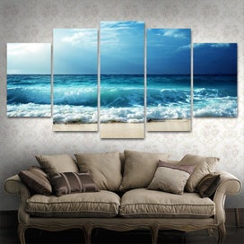 Listing 6 of 9 for ON SALE FREE SHIPPING - Large 5 Piece Canvas Art Print - Wave