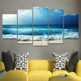 Listing 8 of 9 for ON SALE FREE SHIPPING - Large 5 Piece Canvas Art Print - Wave