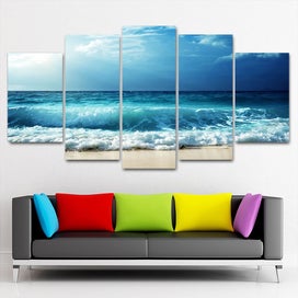Listing 9 of 9 for ON SALE FREE SHIPPING - Large 5 Piece Canvas Art Print - Wave