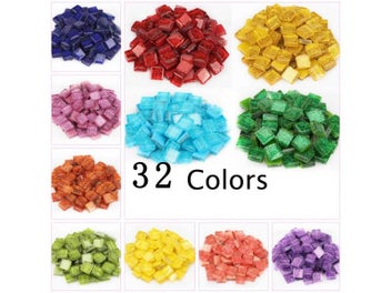 Listing 3 of 9 for 50PCS 9*9mm Diy Colorful Glitter Glass Mosaic Stones For Mosaic Making