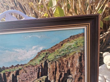 Listing 6 of 9 for Original 1976 Oil Painting "Land's End, England" by Roline Pope