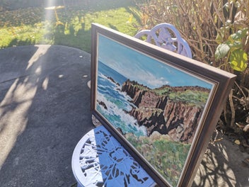 Listing 7 of 9 for Original 1976 Oil Painting "Land's End, England" by Roline Pope