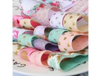 Listing 5 of 10 for 5Yards/Set 16MM Width Printed Fold Over Elastic Ribbon Stretch Band Diy Crafts