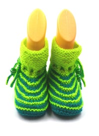 Listing 2 of 7 for 100% merino, Hand knitted Baby Booties, Green colour