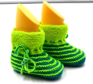 Listing 3 of 7 for 100% merino, Hand knitted Baby Booties, Green colour