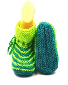 Listing 4 of 7 for 100% merino, Hand knitted Baby Booties, Green colour