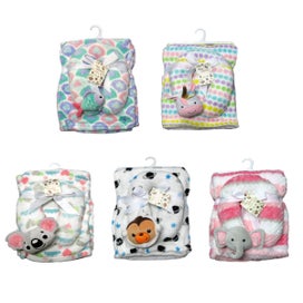 Listing 2 of 3 for Baby Animal Ultra Soft Coral Fleece Blanket + Pillow
