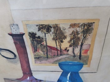 Listing 4 of 8 for Interesting Original Vintage Still Life Watercolour Painting
