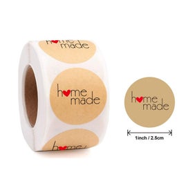 Listing 1 of 1 for 25mm Round "Handmade With Love" Kraft Paper Stickers Adhesive Labels Baki CHK177