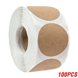 Listing 1 of 1 for 100/500Pcs Kraft Paper Stickers Round Blank Labels For Handmade Gift Tag CHK177
