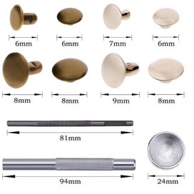 Listing 4 of 6 for 120 Set New Leather Rivets Single Cap Rivets Tubular Metal Studs with Fix CHK177