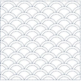 Listing 2 of 2 for Japanese Sashiko Printed White Cotton Cloth Waves 31x31cm x 1