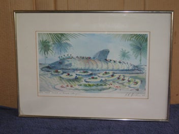 Listing 4 of 12 for Signed AR H ?? Lone Shark Dressed As Princess - Retro 1985 ? Original Painting