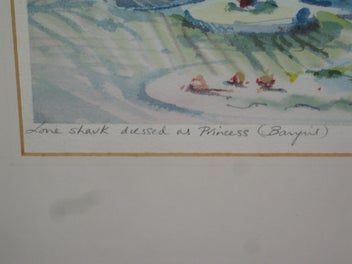 Listing 5 of 12 for Signed AR H ?? Lone Shark Dressed As Princess - Retro 1985 ? Original Painting