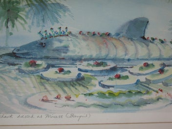 Listing 6 of 12 for Signed AR H ?? Lone Shark Dressed As Princess - Retro 1985 ? Original Painting