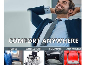 Listing 2 of 11 for Gel Memory Foam Seat Cushion Orthopedic Back Pain Relief Pillow Car Seat Pad