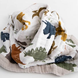 Listing 4 of 9 for Little Unicorn Cotton Muslin Baby Blanket - Dino Friends