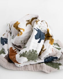 Listing 9 of 9 for Little Unicorn Cotton Muslin Baby Blanket - Dino Friends