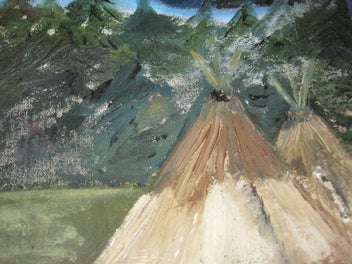 Listing 15 of 19 for Large Eagle Bear Wolf Horse & Native American Painting original oil on canvas