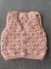 Listing 4 of 4 for Merino pink hat/vest set size newborn