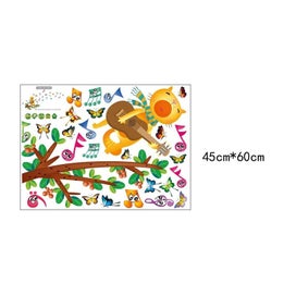 Listing 3 of 4 for Cartoon Cat Playing Guitar Musical Note Wall Stickers / Decals For Kids Room