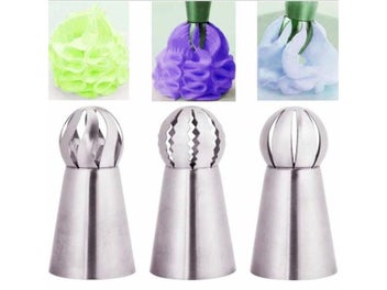 Listing 3 of 10 for 3Pcs/Set Hot Russian Spherical Ball Stainless Steel Flower Cake Nozzles Icing