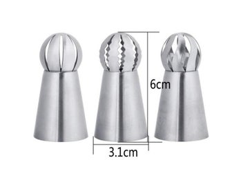 Listing 4 of 10 for 3Pcs/Set Hot Russian Spherical Ball Stainless Steel Flower Cake Nozzles Icing
