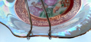 Listing 3 of 13 for Limoges Style Plate with Removable Metal Cake Handle - Pearlescent