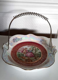 Listing 4 of 13 for Limoges Style Plate with Removable Metal Cake Handle - Pearlescent