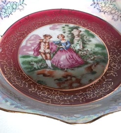 Listing 6 of 13 for Limoges Style Plate with Removable Metal Cake Handle - Pearlescent