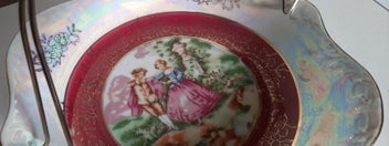 Listing 7 of 13 for Limoges Style Plate with Removable Metal Cake Handle - Pearlescent