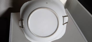 Listing 9 of 13 for Limoges Style Plate with Removable Metal Cake Handle - Pearlescent