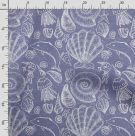 Listing 3 of 5 for Soimoi Sea Shell Print, Poly Taffeta Fabric, Decor Sewing Fabric by The Yard 56