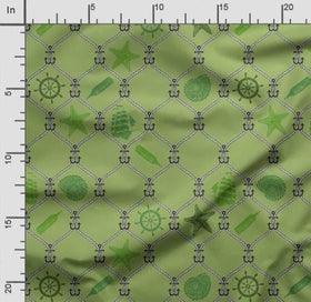 Listing 2 of 5 for Soimoi Sea Shell Print, Poly Taffeta Fabric, Decor Sewing Fabric by The Yard 56