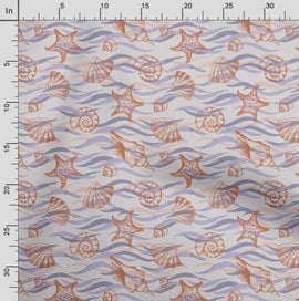 Listing 3 of 5 for Soimoi Sea Shell Print, Poly Taffeta Fabric, Decor Sewing Fabric by The Yard 56