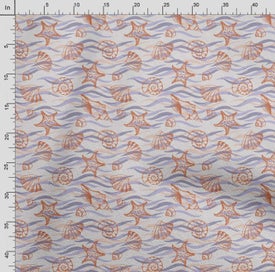 Listing 4 of 5 for Soimoi Sea Shell Print, Poly Taffeta Fabric, Decor Sewing Fabric by The Yard 56