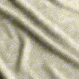 Listing 1 of 5 for Soimoi Sea Shell Print, Poly Taffeta Fabric, Decor Sewing Fabric by The Yard 56