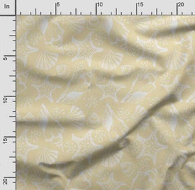 Listing 2 of 5 for Soimoi Sea Shell Print, Poly Taffeta Fabric, Decor Sewing Fabric by The Yard 56