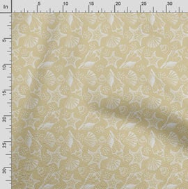 Listing 3 of 5 for Soimoi Sea Shell Print, Poly Taffeta Fabric, Decor Sewing Fabric by The Yard 56