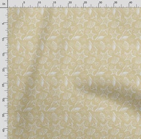 Listing 4 of 5 for Soimoi Sea Shell Print, Poly Taffeta Fabric, Decor Sewing Fabric by The Yard 56
