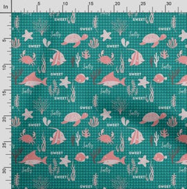 Listing 3 of 5 for Soimoi Sea Shell Print, Poly Taffeta Fabric, Decor Sewing Fabric by The Yard 56