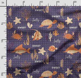 Listing 2 of 5 for Soimoi Sea Shell Print, Poly Taffeta Fabric, Decor Sewing Fabric by The Yard 56