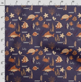 Listing 3 of 5 for Soimoi Sea Shell Print, Poly Taffeta Fabric, Decor Sewing Fabric by The Yard 56